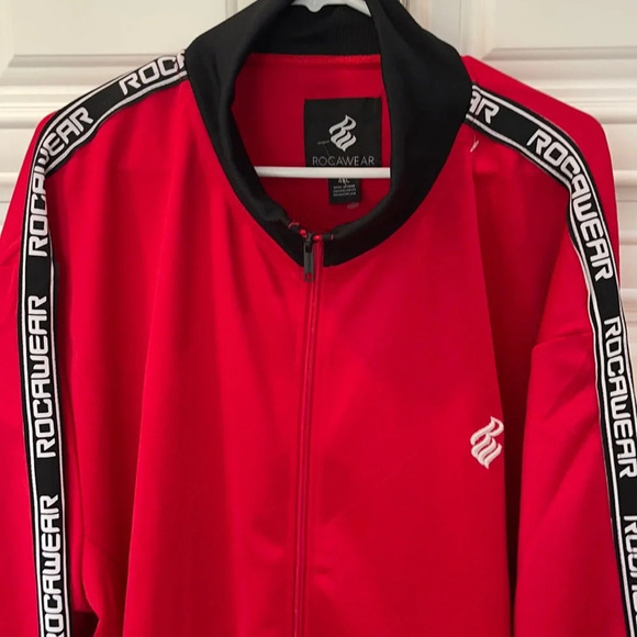 Rocawear Men’s red  track jacket logo size 4XL new with defects - Picture 1 of 16